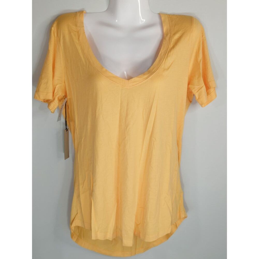 Aritzia The Group Babaton Soft Apricot V Neck Cotton Blend Top Womens Medium NWT